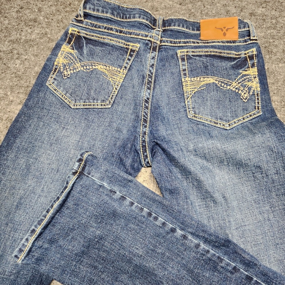 Wrangler 20x Mens No 42 Vintage Bootcut Jeans Dark Wash 30x32 Thick Stitching